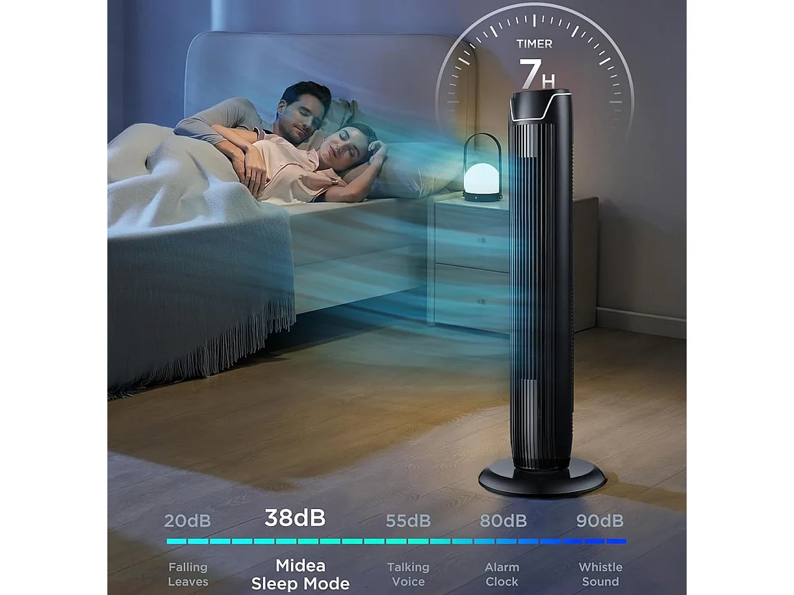 36 Inch Portable Tower Fan with 3 Speeds 3 Modes LED Display & 7 Hour Timer