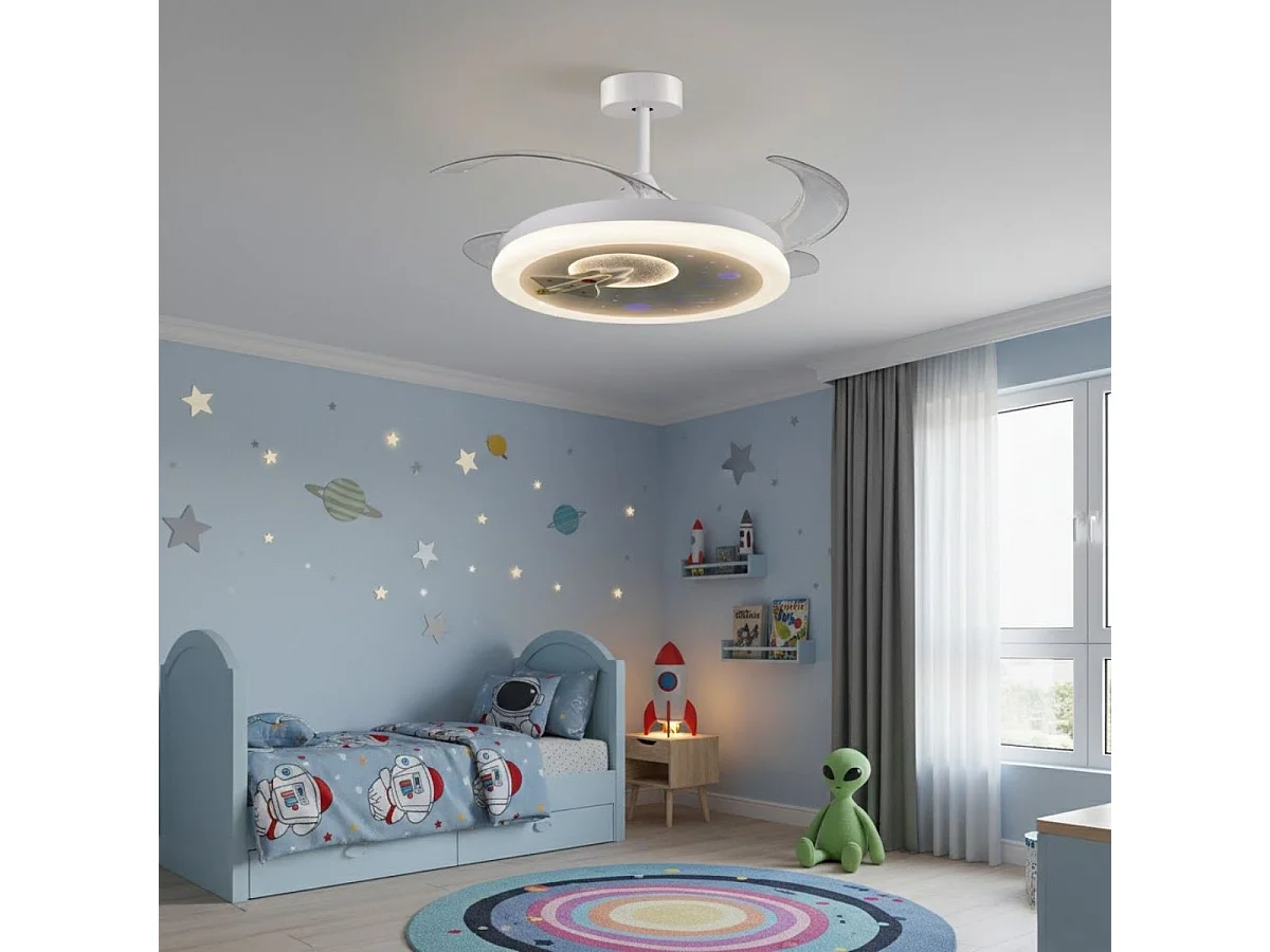 Ventilador de techo infantil Nave Bel Air 96W 4 aspas retráctiles blanco Ø91 cm