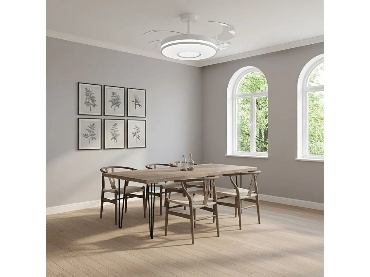 Alice Bel Air Deckenventilator 72W 4 Einziehbare Klingen Weiß Ø108 cm