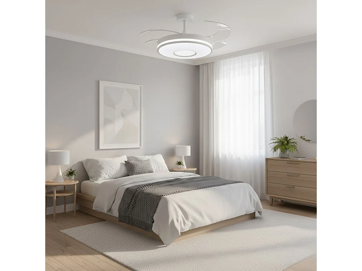 Alice Bel Air Deckenventilator 72W 4 Einziehbare Klingen Weiß Ø108 cm