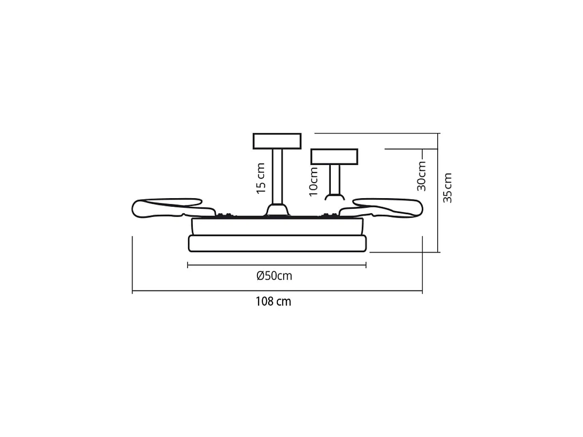 Alice Bel Air Deckenventilator 72W 4 Einziehbare Klingen Weiß Ø108 cm