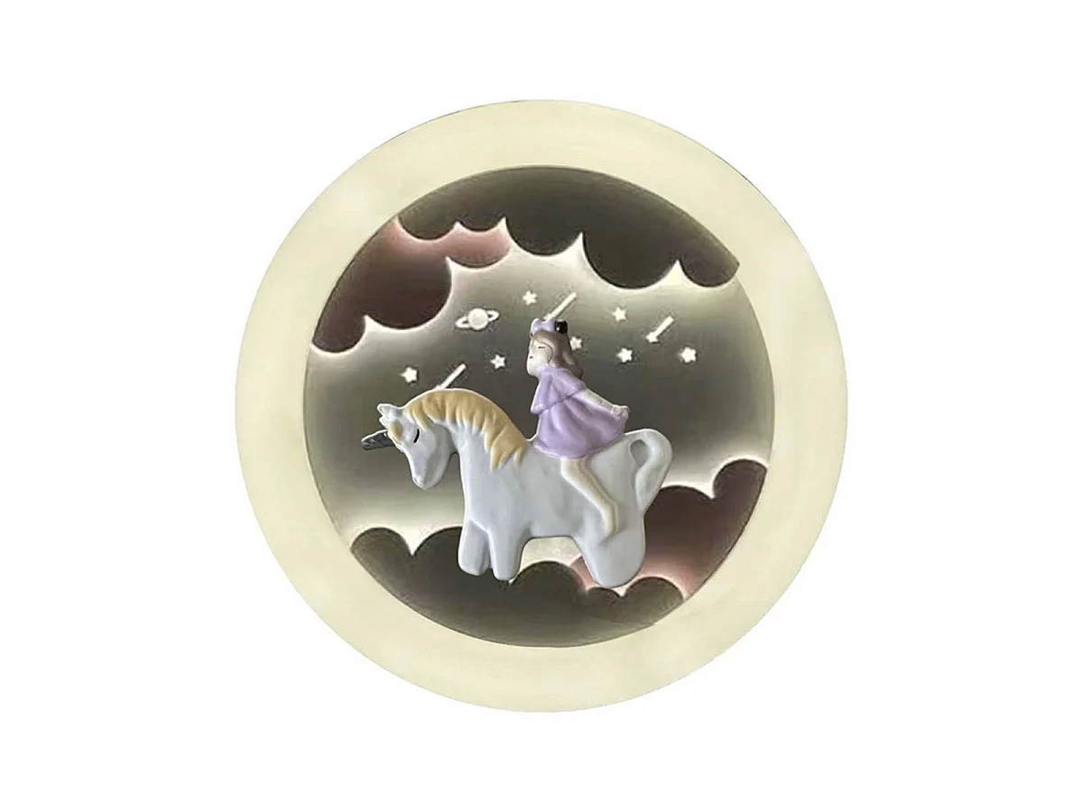 Ventilateur de plafond Bel Air Licorne pour enfants avec lames rétractables - Blanc 96W Ø91 cm