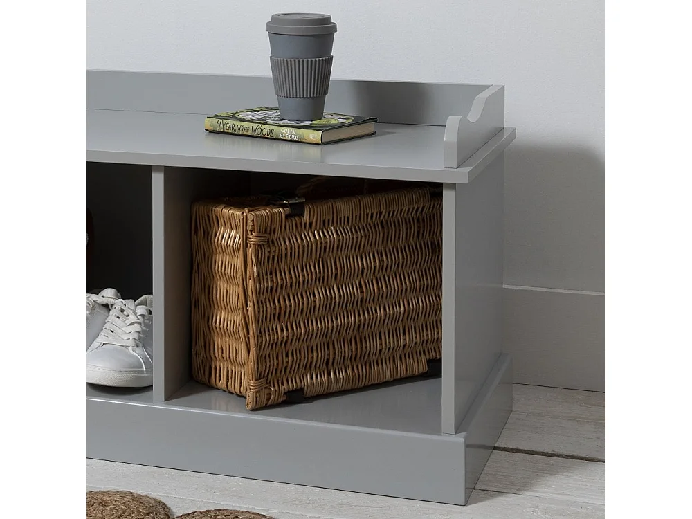 Noa & Nani Stockholm Storage Bench with 2 Brown Baskets in Silk Grey