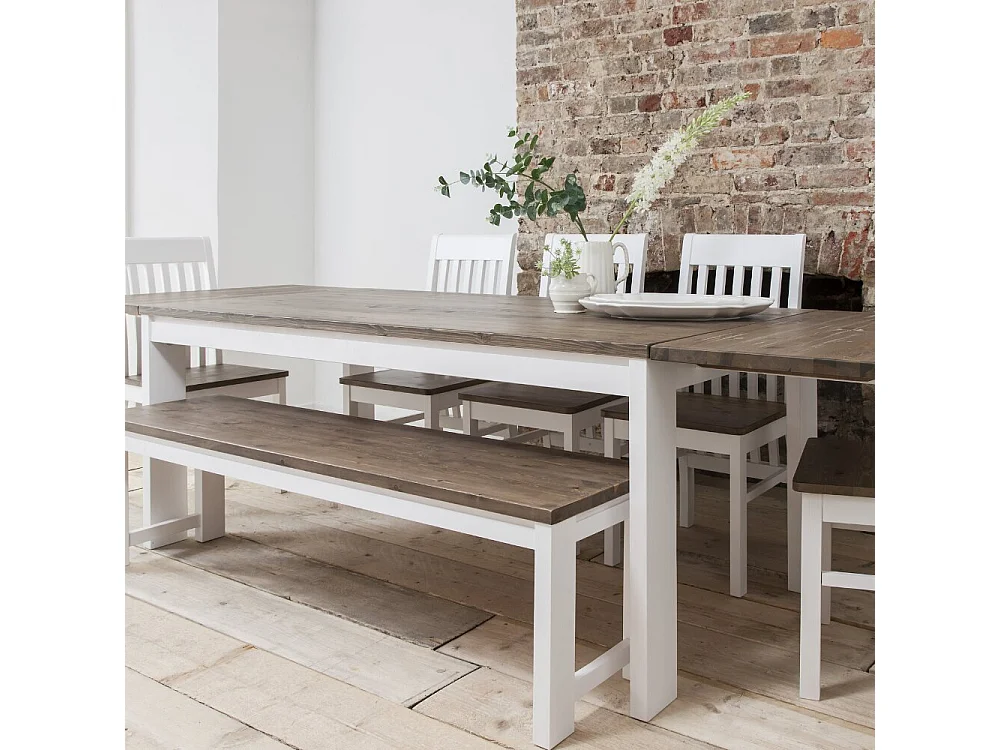 Noa & Nani Nordic Bench in White and Pine