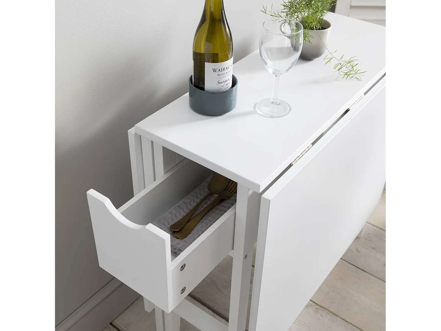 Noa & Nani Gustav Folding Dining Table with Drawer in White