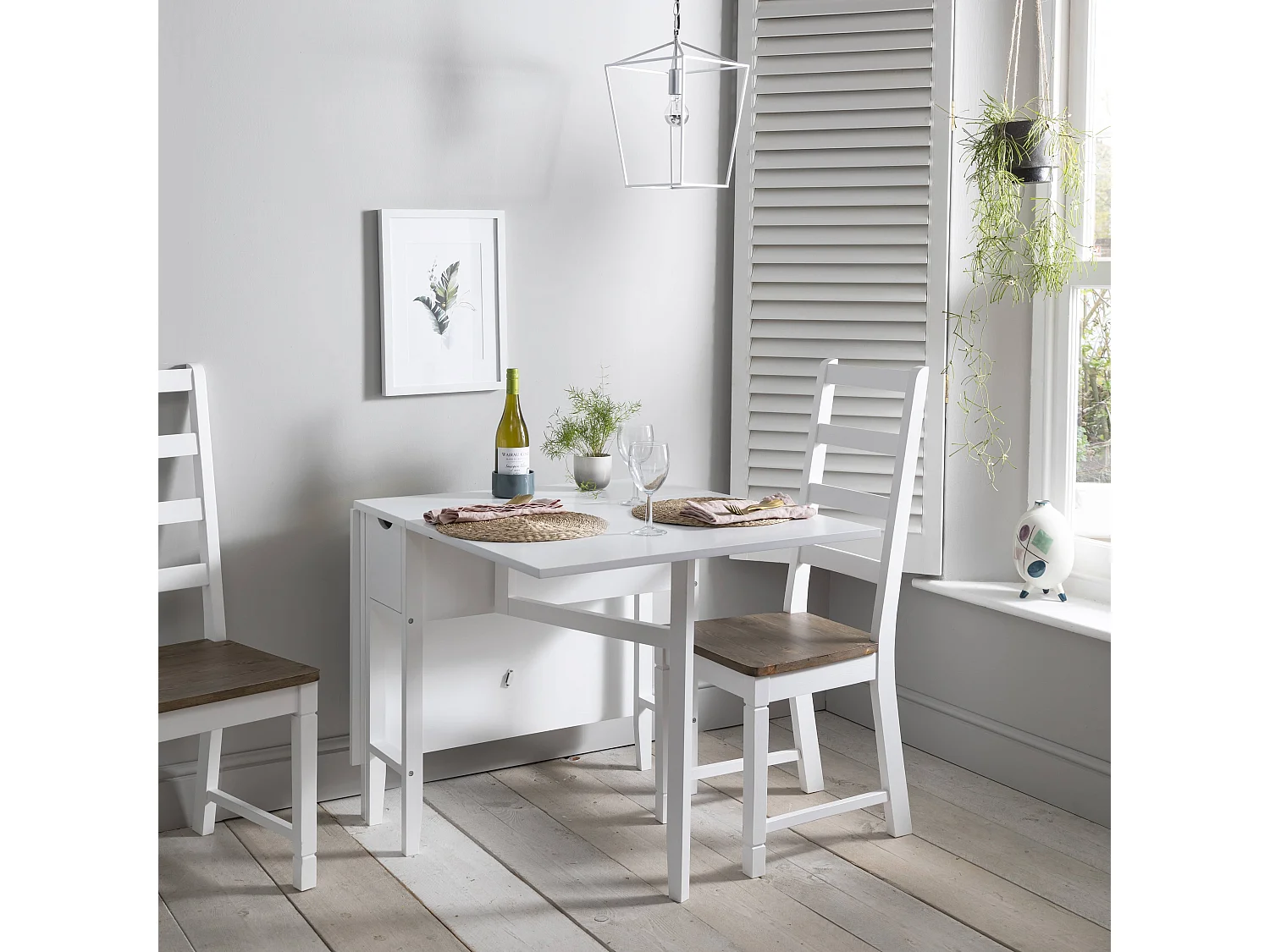 Noa & Nani Gustav Folding Dining Table with Drawer in White