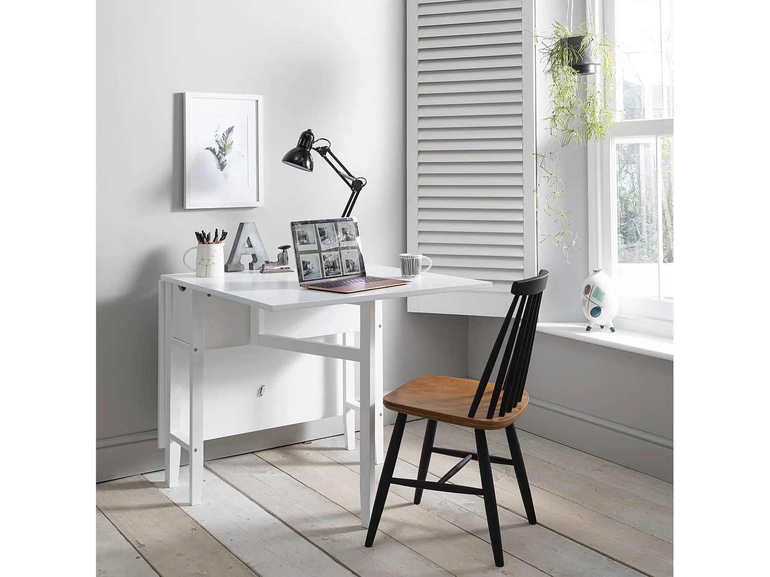 Noa & Nani Gustav Folding Dining Table with Drawer in White