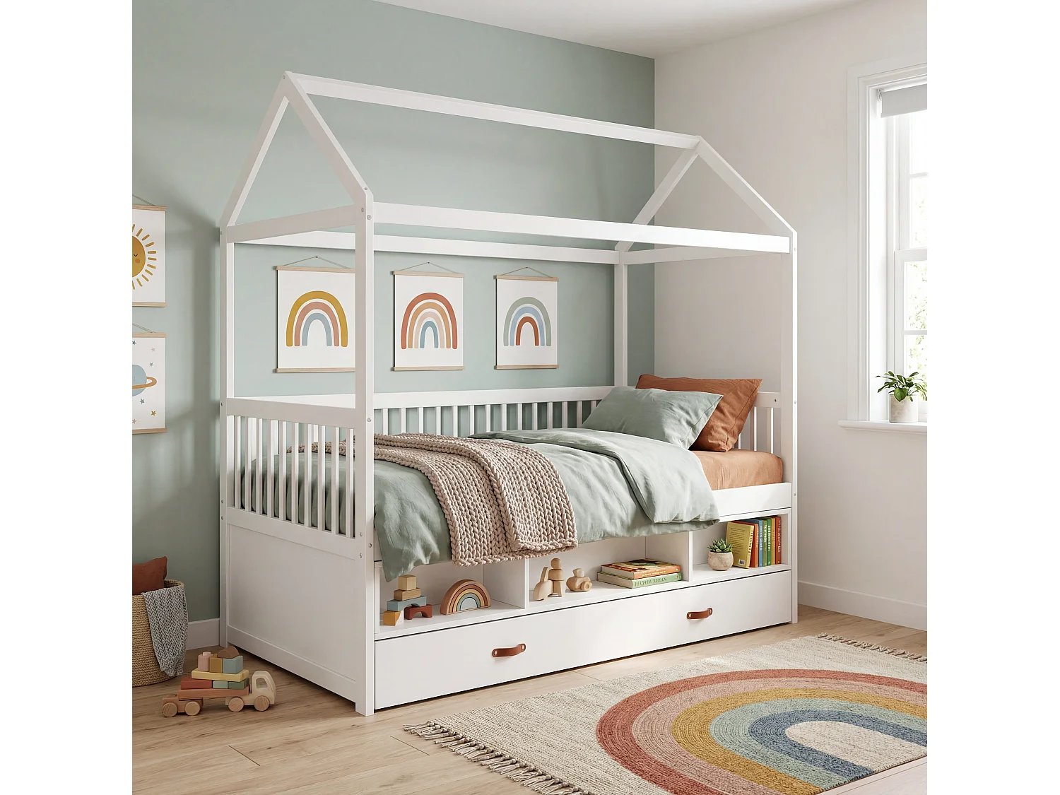Noa & Nani Lottie Bo Peep House Day Bed with Pull-Out Trundle in White