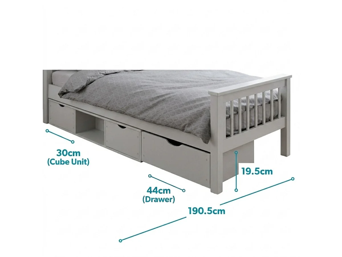 Noa & Nani Oda Underbed Storage Pull out Drawers Chest in Grey