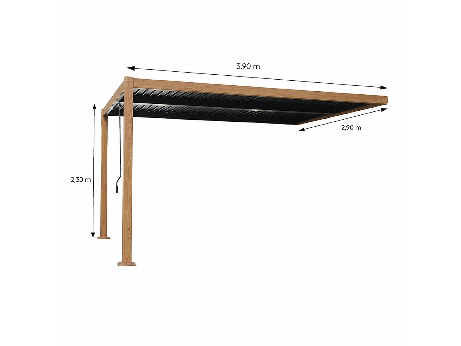 Pergola bioclimatique 4x3m adossée effet bois SIFNOS