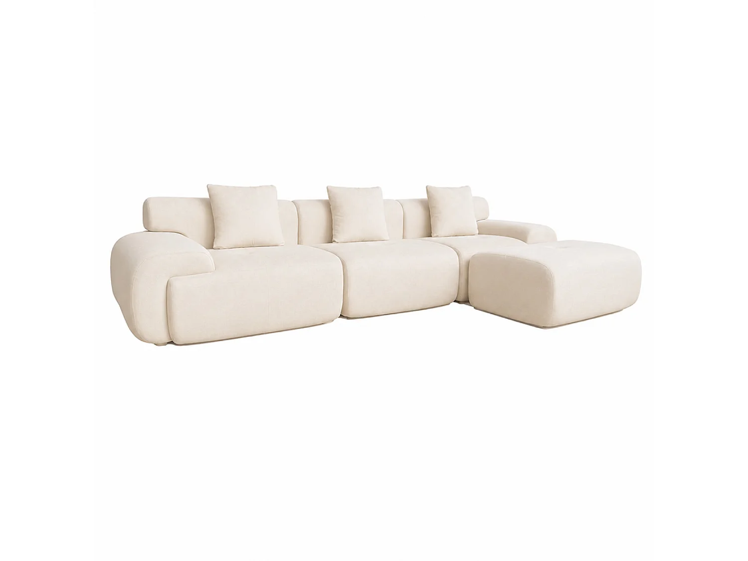 Sofá modular comprimido SHEFFIELD en tela de chenilla beige - 4/5 plazas