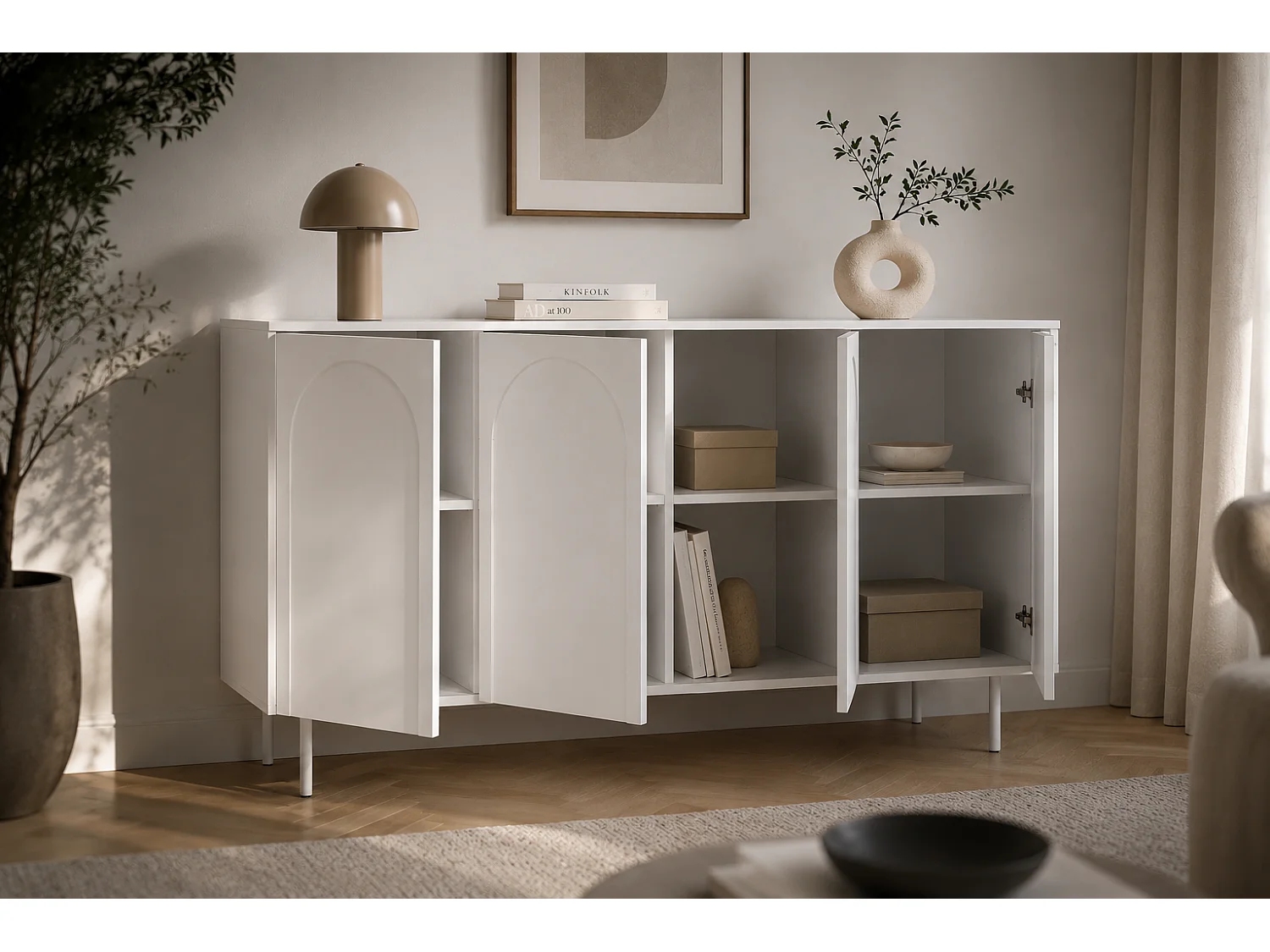 Kommode, Weiß, 161 x 42 x 87,6 cm