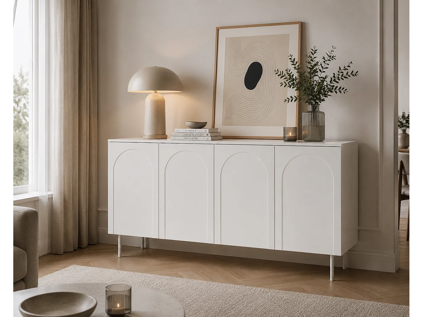 Kommode, Weiß, 161 x 42 x 87,6 cm