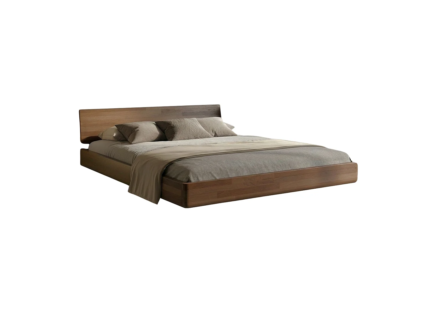 MASSIVHOLZBETT Lena Flat, 140/200, Buche - lackiert, Nussbaumfarbe