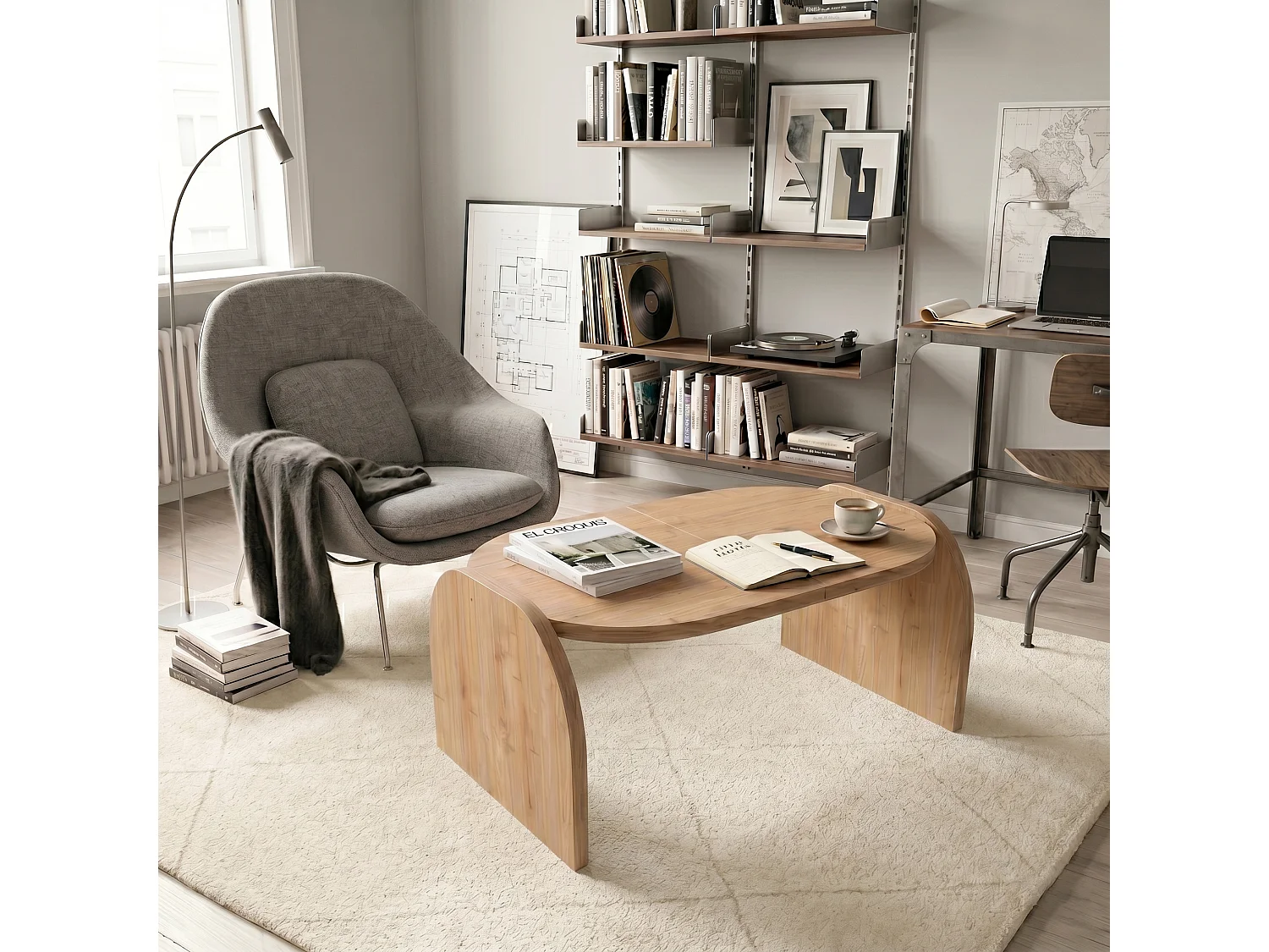 Monde 89 cm Table Basse - Design Modern - Montage Facile (Chêne)