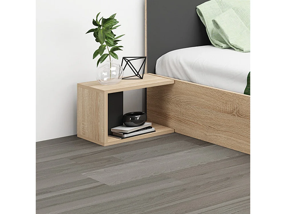 Camera da letto completa 160x200 cm in rovere chiaro e antracite CDMG1