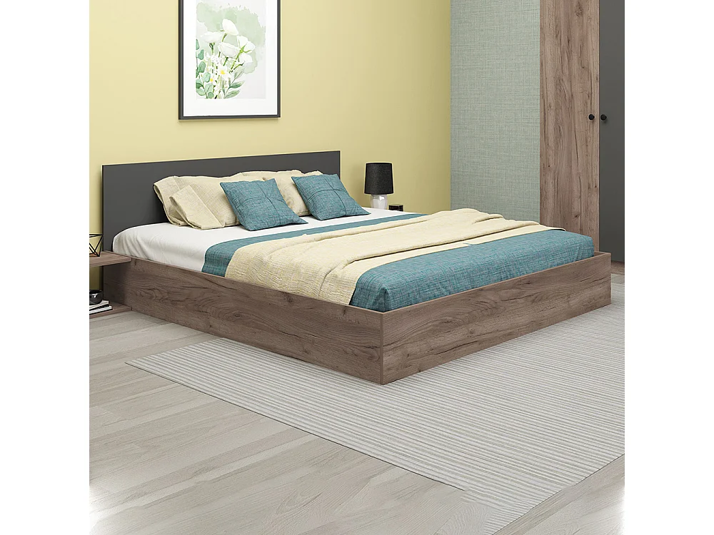 Camera da letto completa 160x200 cm in marrone e antracite CDMG1