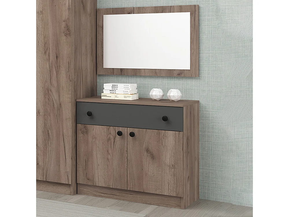 Camera da letto completa 160x200 cm in marrone e antracite CDMG1