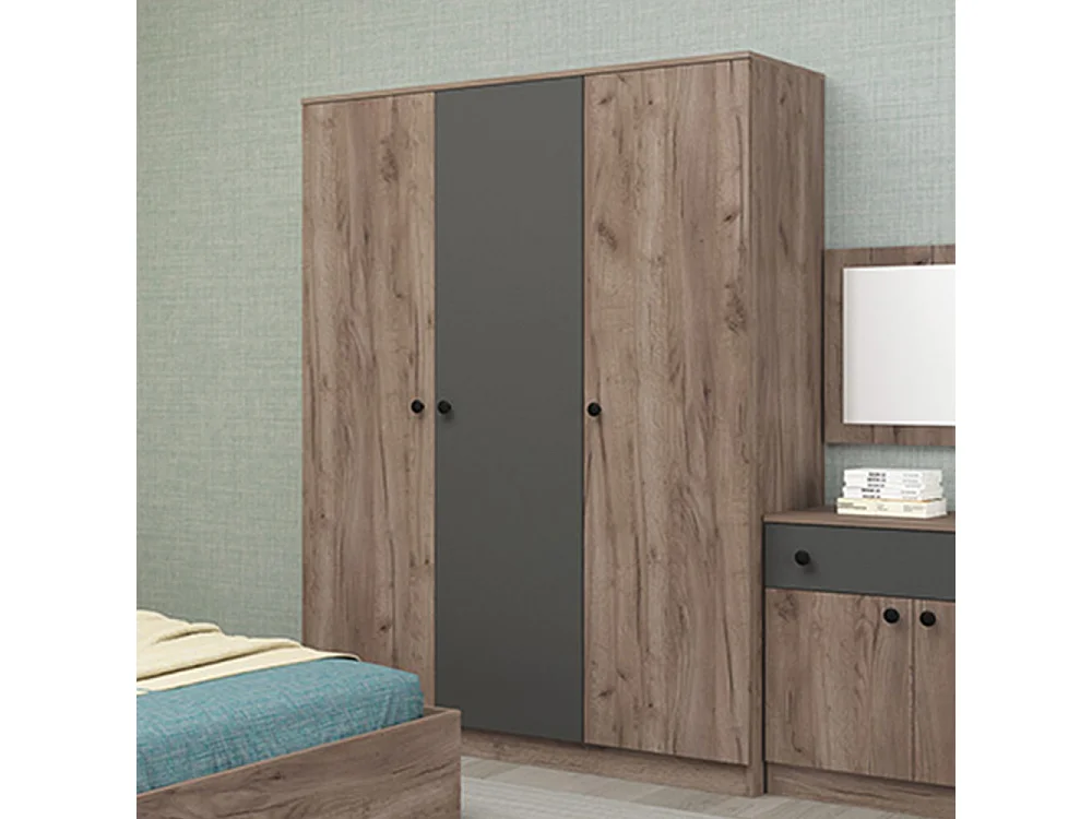 Camera da letto completa 160x200 cm in marrone e antracite CDMG1