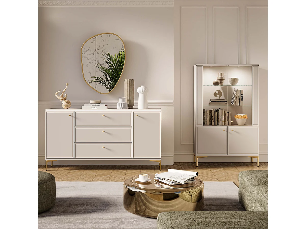 Buffet 2 portes 3 tiroirs Sélène Cachemire