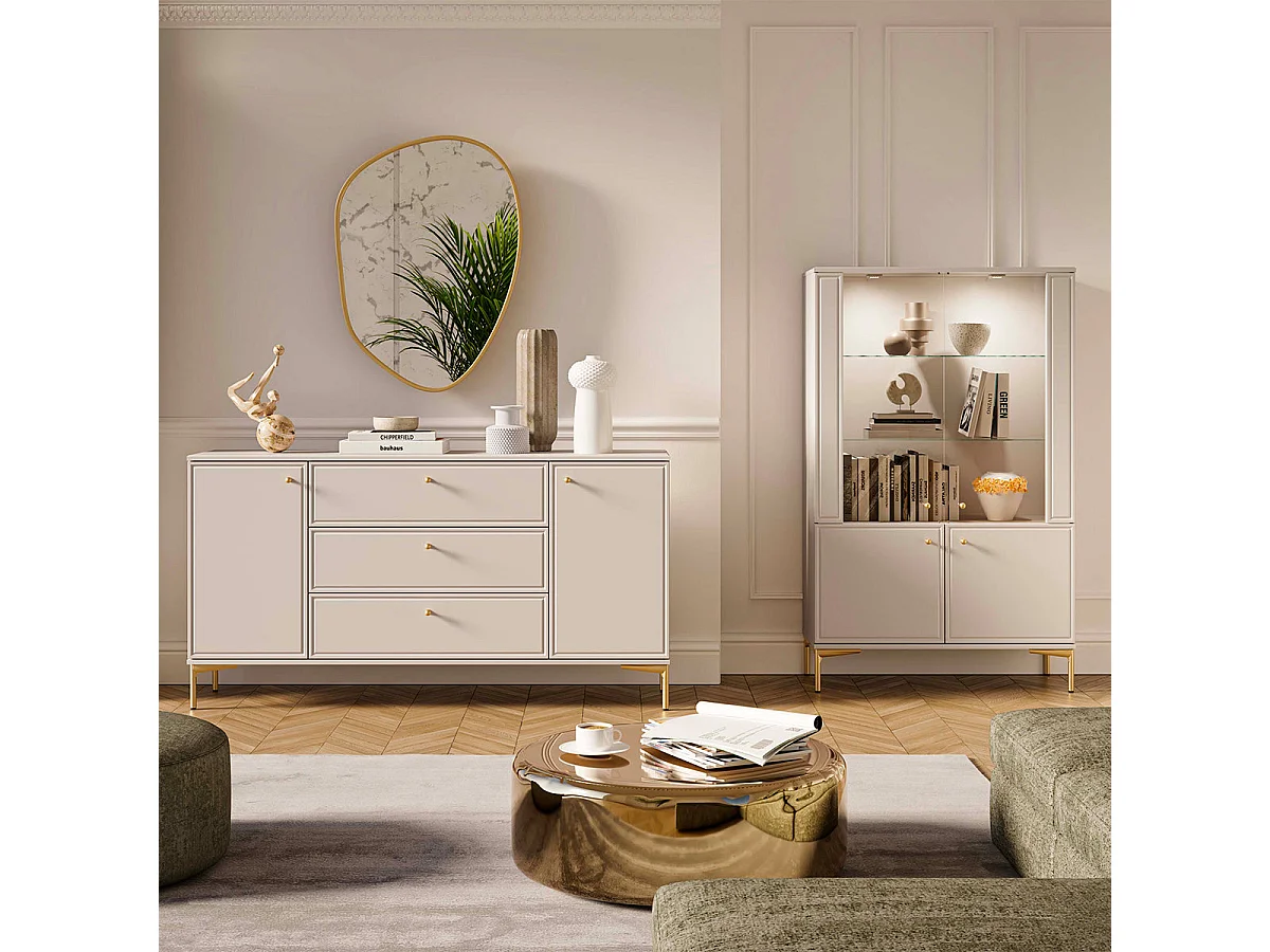 Buffet 2 portes 3 tiroirs Sélène Cachemire
