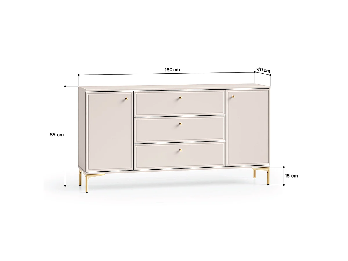 Selene Cashmere 2-Door 3-Drawer Sideboard
