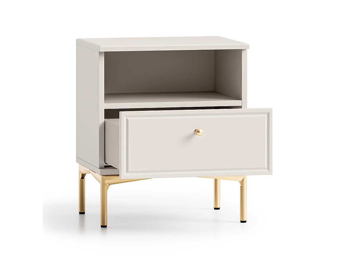 Selene Cashmere Nightstand with 1 Drawer and 1 Shelf