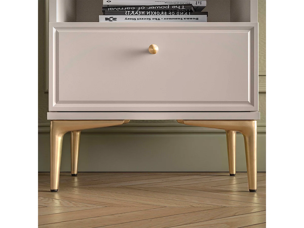 Selene Cashmere Nightstand with 1 Drawer and 1 Shelf