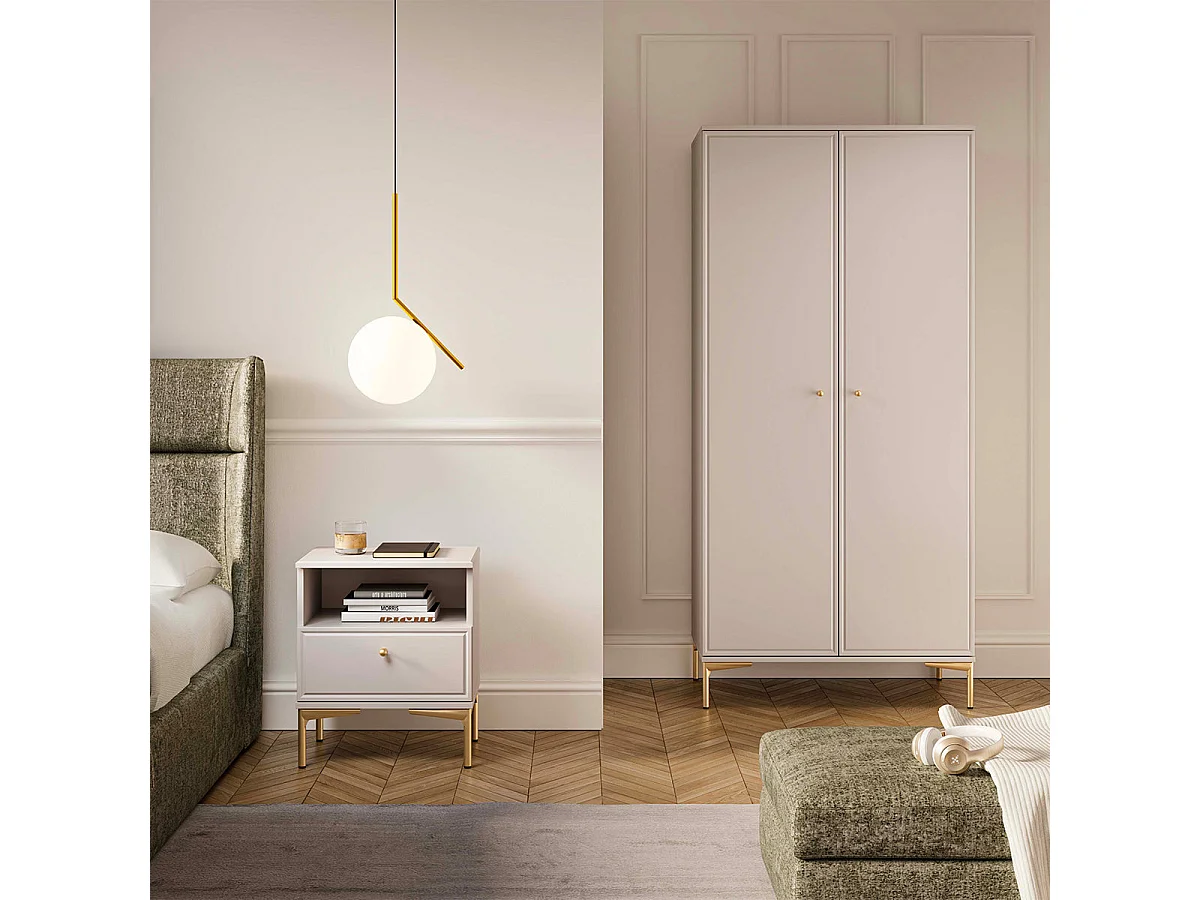 Selene Cashmere Nightstand with 1 Drawer and 1 Shelf