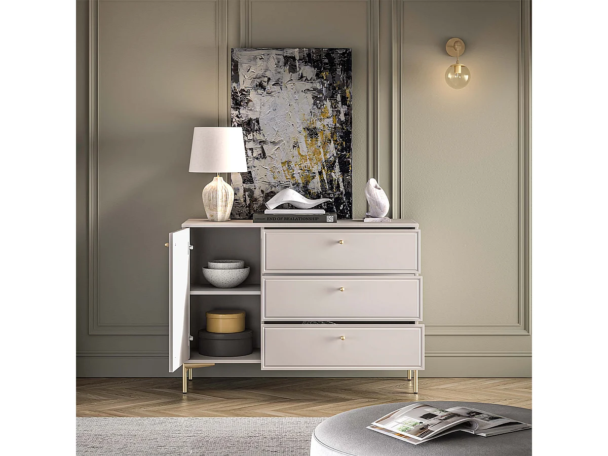 Sideboard 1 Tür 3 Schubladen Sélène Kaschmir