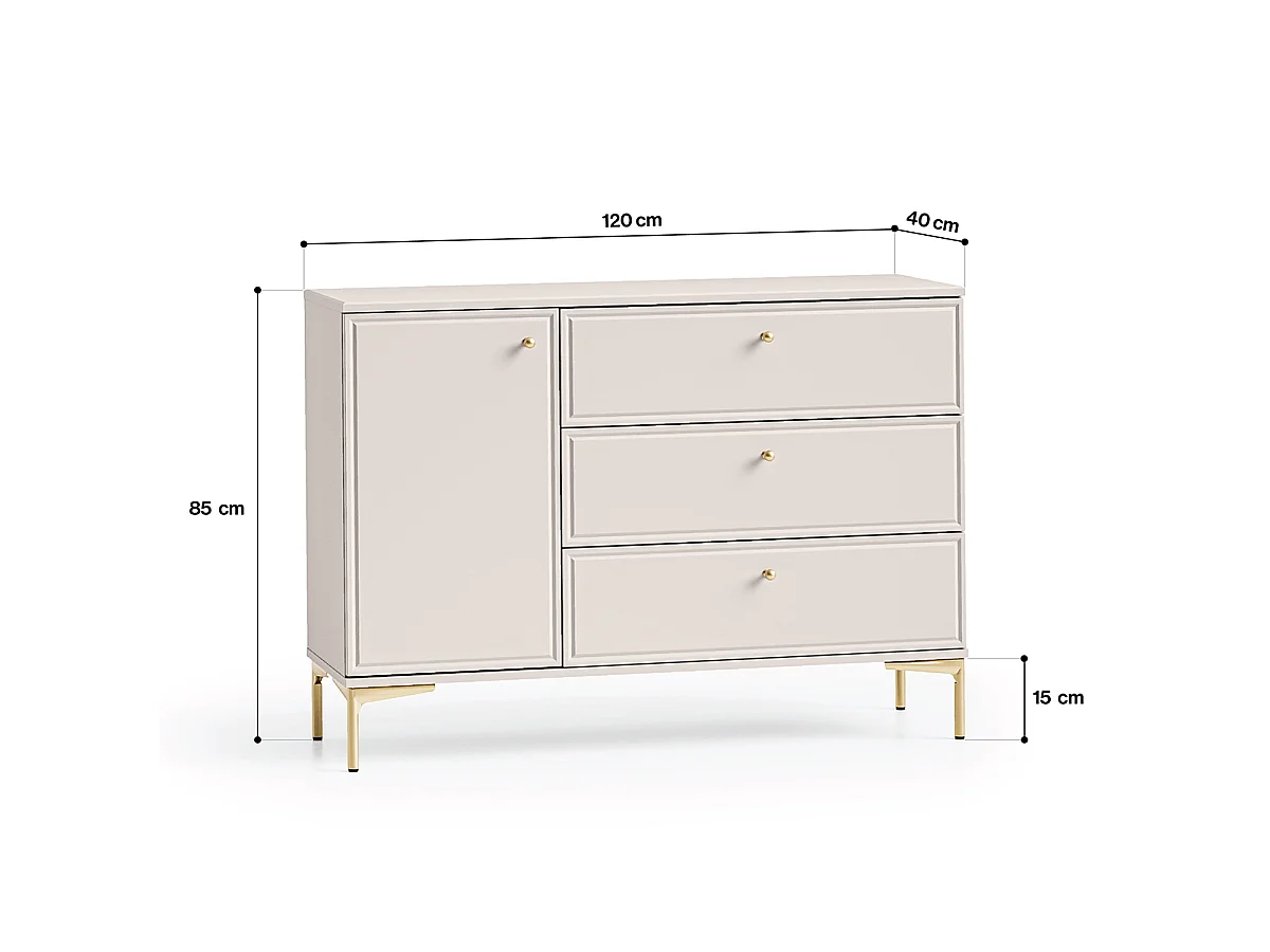Sideboard 1 Tür 3 Schubladen Sélène Kaschmir