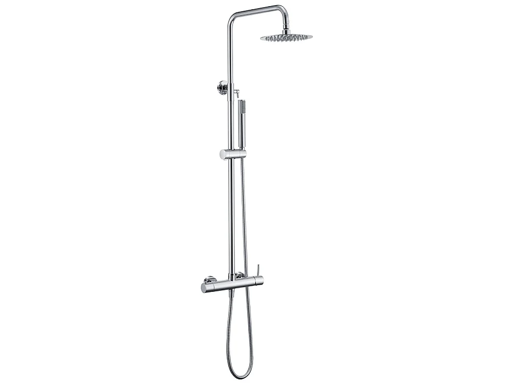 Douchekolom met eengreepsmengkraan | Ronde regendouche van roestvrij staal S.304 Ø20 cm | Extra vlak antikalk | Chroom afwerking