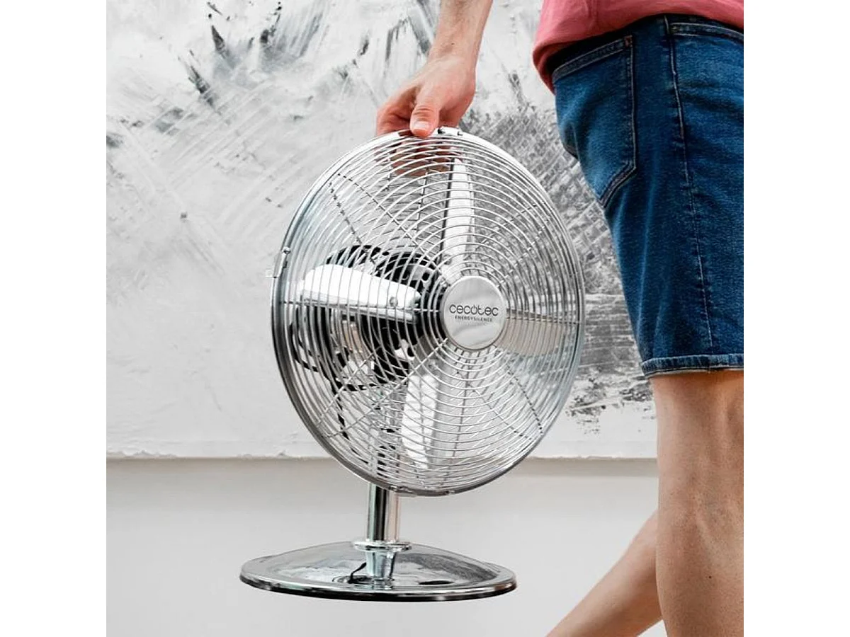 Ventilateur de Table Cecotec EnergySilence 620 RetroDesk 40W Argent 30 cm 3 Vitesses Oscillant