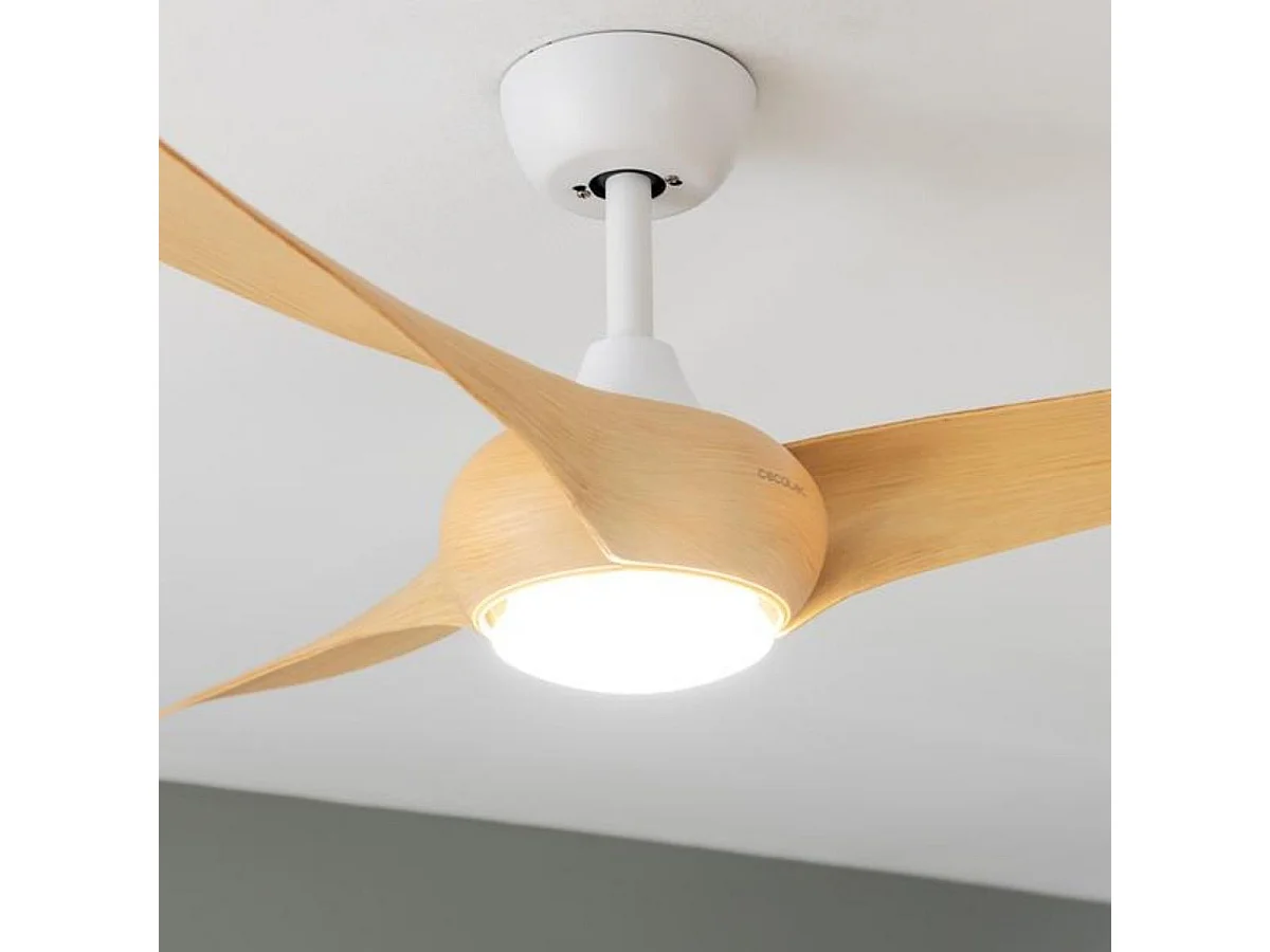 Ventilateur de plafond Cecotec EnergySilence Aero 5295 avec éclairage LED 137cm 6 Vitesses Télécommande Blanc