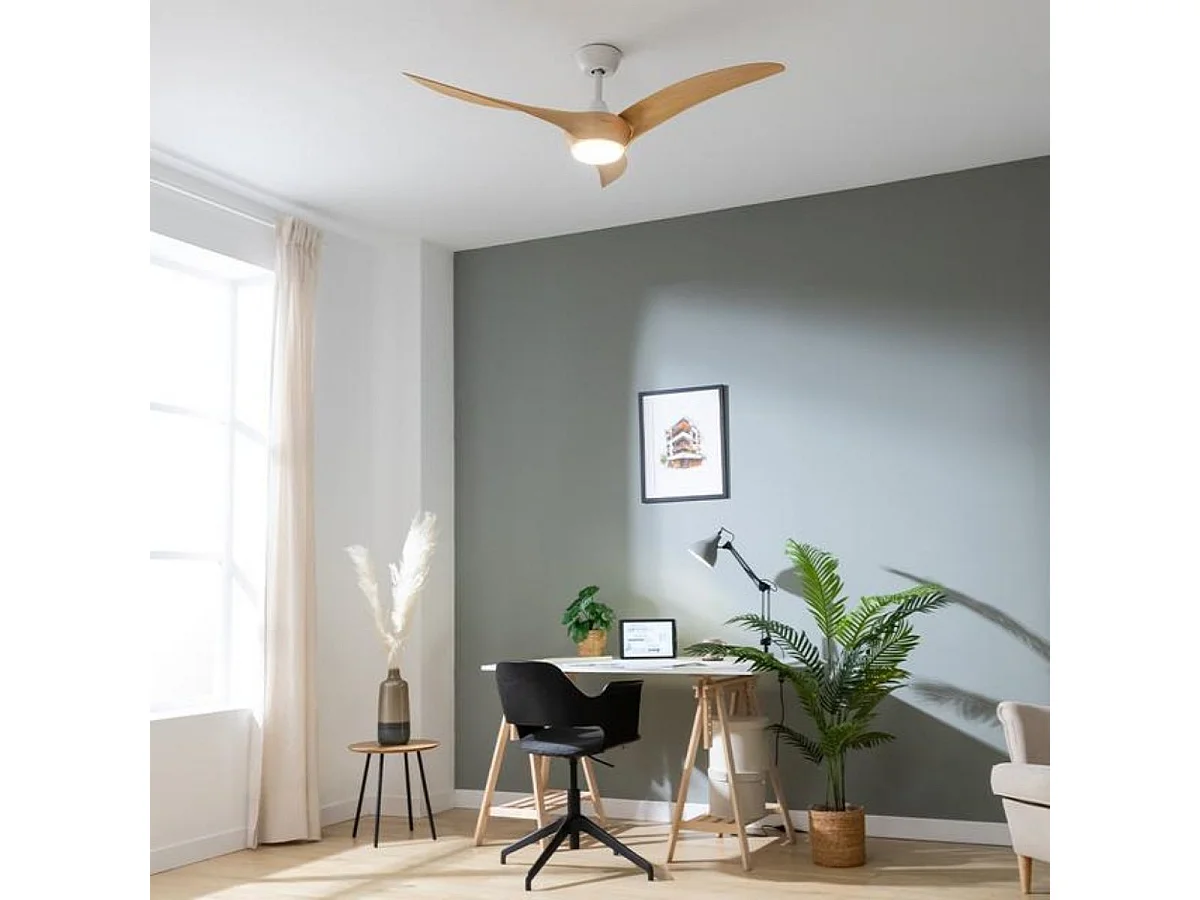Ventilateur de plafond Cecotec EnergySilence Aero 5295 avec éclairage LED 137cm 6 Vitesses Télécommande Blanc