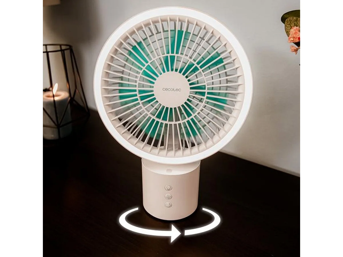 Ventilateur de Table Portable Cecotec EnergySilence 8000 avec 4 Vitesses et Anneau Lumineux LED
