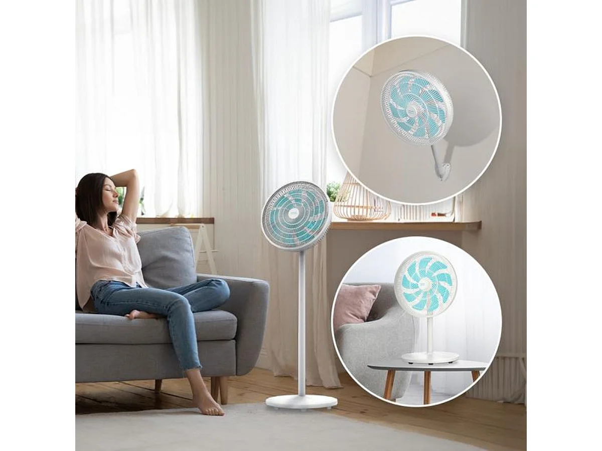Cecotec EnergySilence 550 3in1 60W Witte Ventilator: Staand, Bureau, Muur - 3 Snelheden, 80º Oscillatie, Verstelbare Hoogte