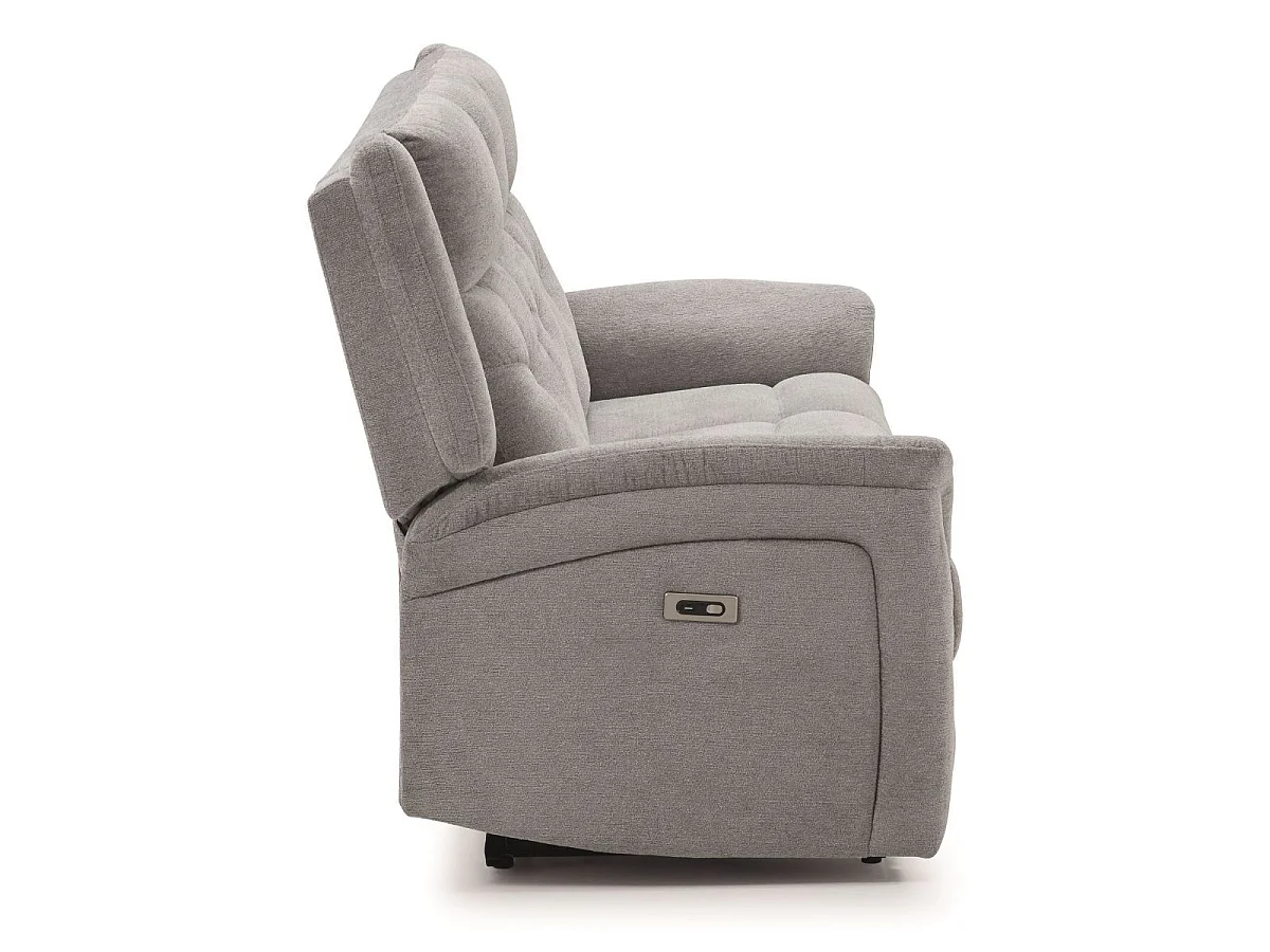 Canapé relax électrique 3 places tissu polyester gris clair - MELILLA