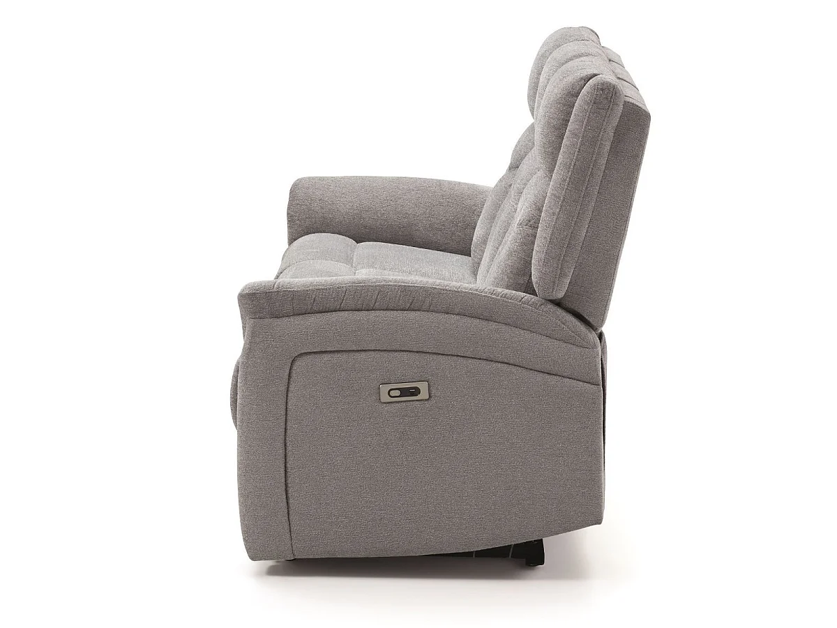 Canapé relax électrique 3 places tissu polyester gris clair - MELILLA