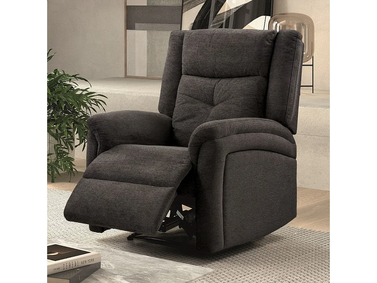 Fauteuil relax électrique tissu polyester gris foncé - MELILLA