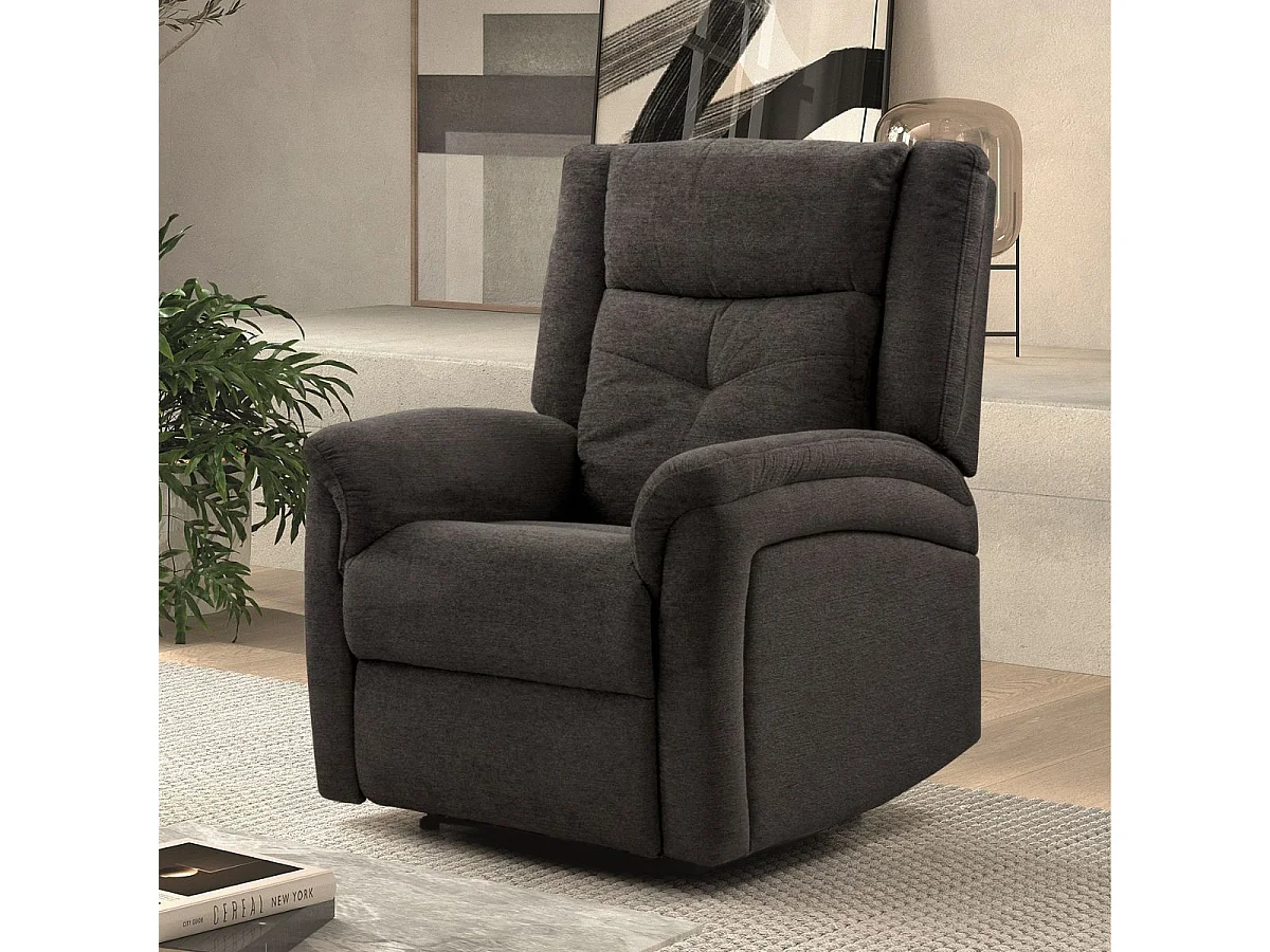 Fauteuil relax électrique tissu polyester gris foncé - MELILLA