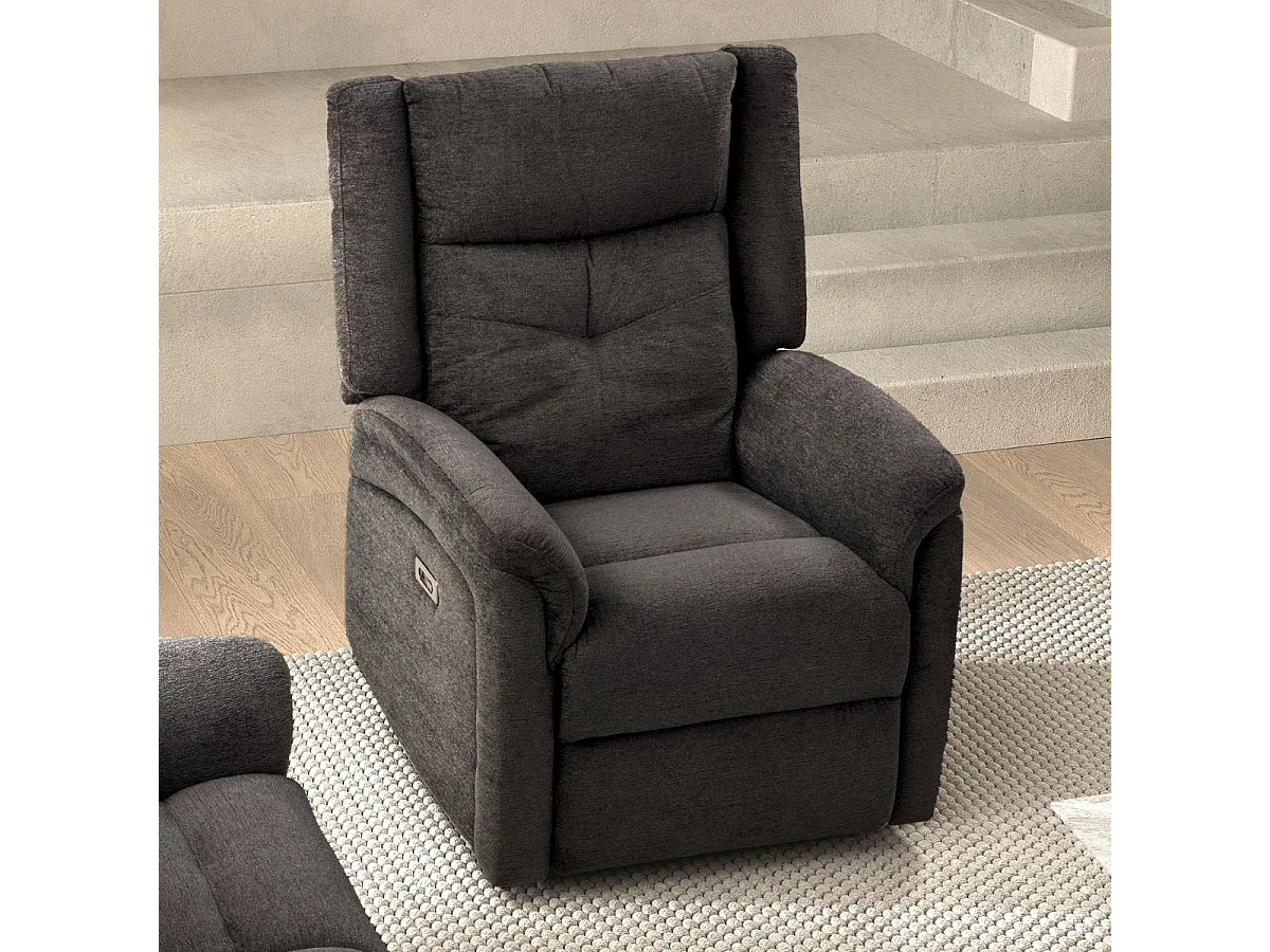 Fauteuil relax électrique tissu polyester gris foncé - MELILLA