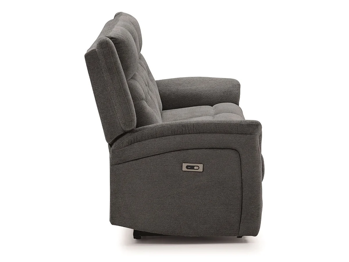 Canapé relax électrique 3 places tissu polyester gris foncé - MELILLA