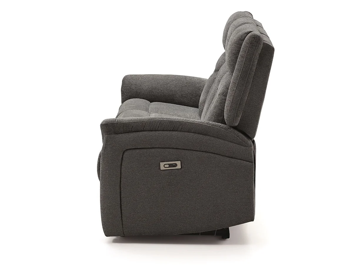 Canapé relax électrique 3 places tissu polyester gris foncé - MELILLA