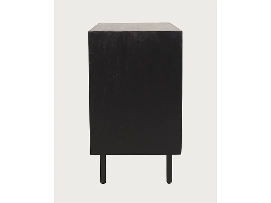 Noma - Aparador pequeño de madera y metal negro, acabado mate natural.