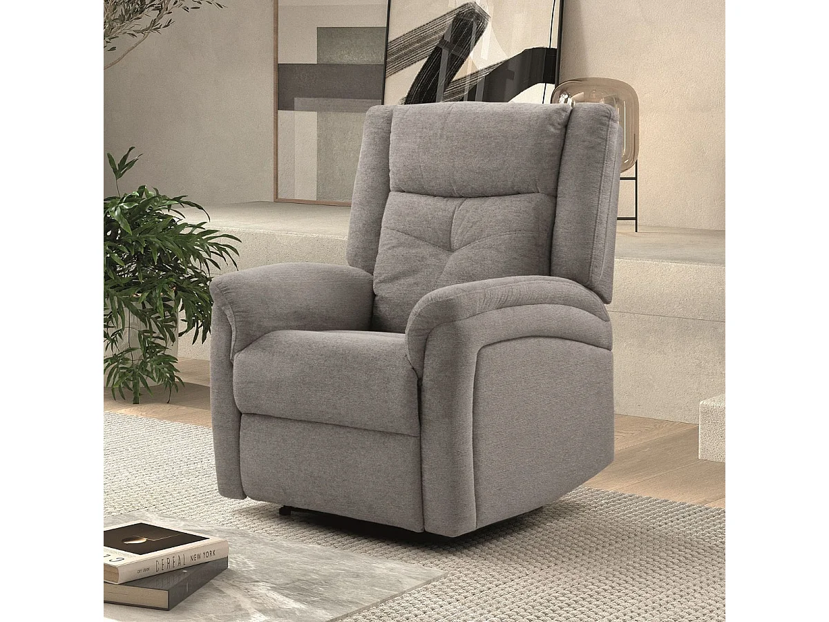 Fauteuil relax électrique tissu polyester gris clair - MELILLA