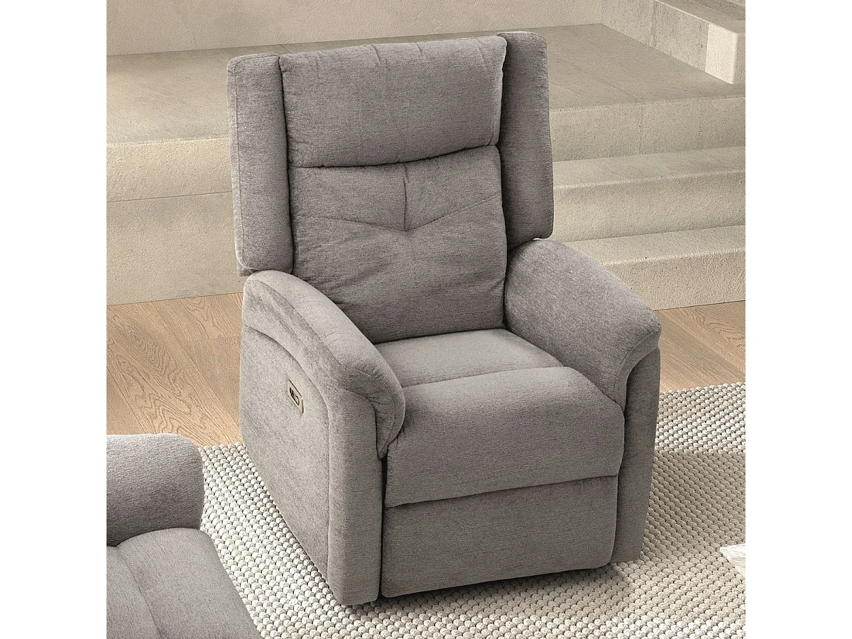 Fauteuil relax électrique tissu polyester gris clair - MELILLA