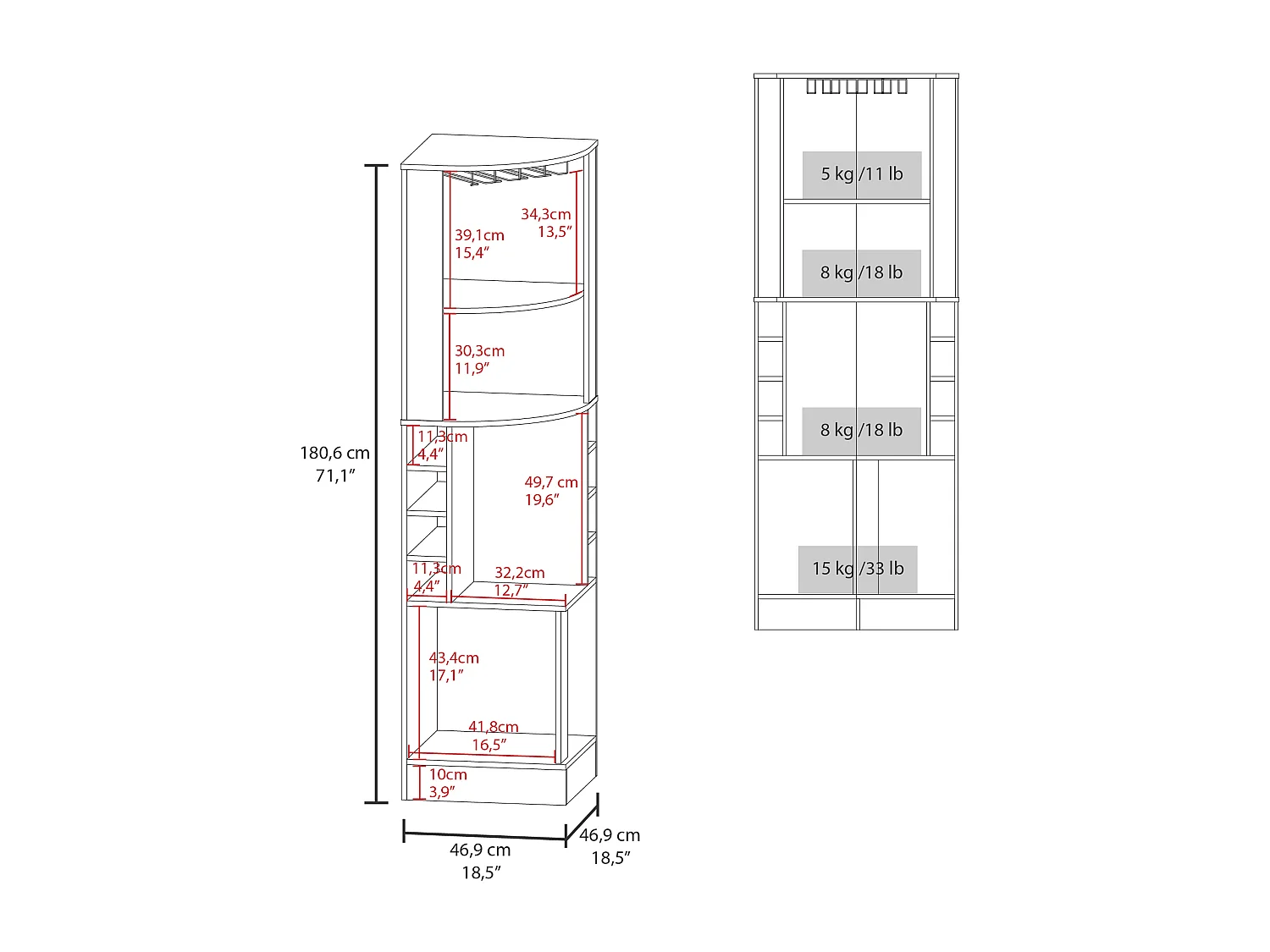 Móvel  SO-HI com Porta e Espaço Funcional para Armazenamento