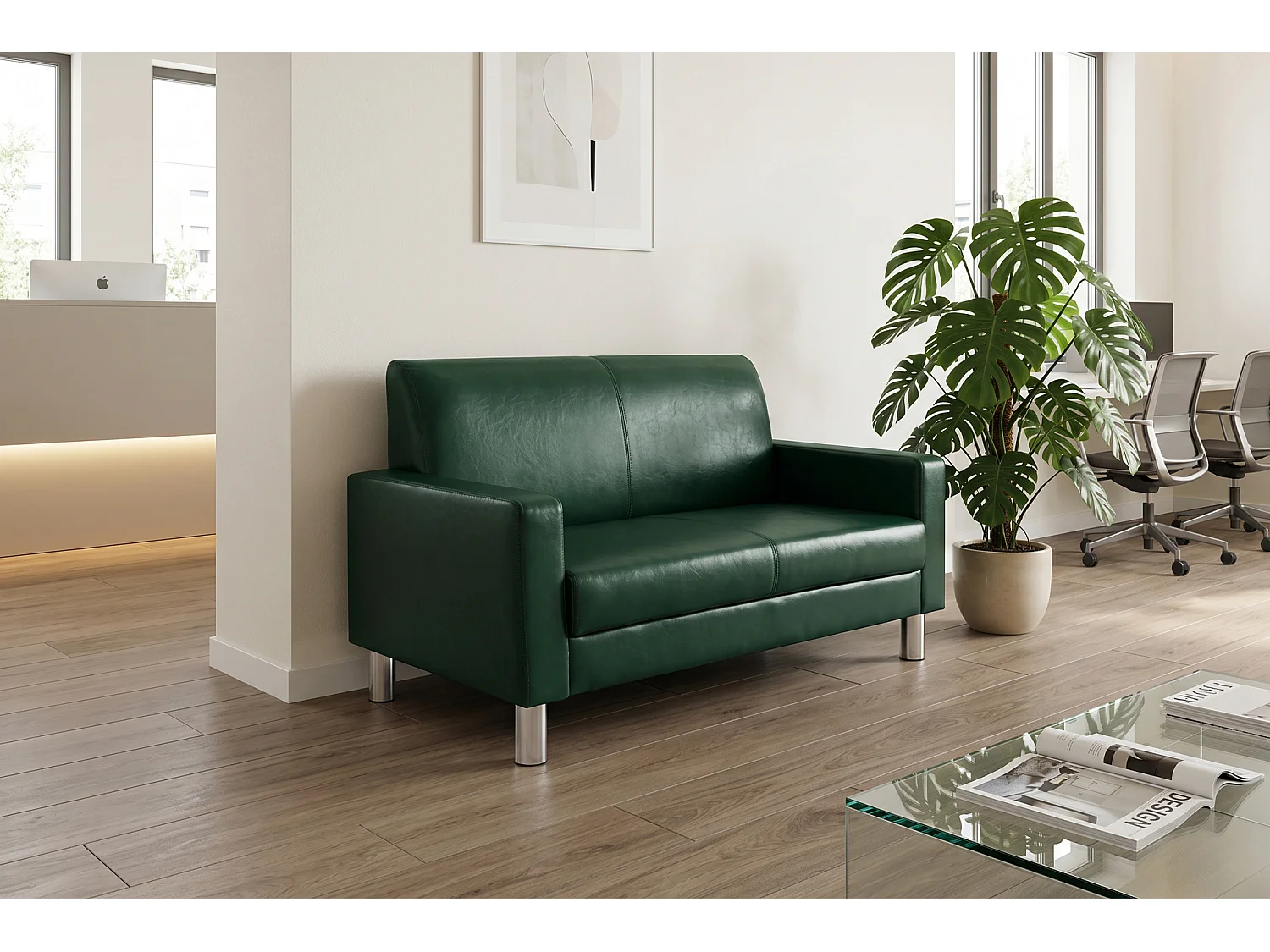 Divano 2 Posti In Ecopelle Verde abete – Charlie