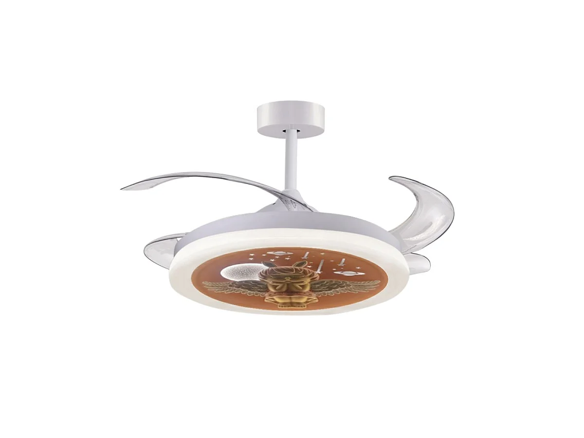 Ventilateur de plafond Bel Air Angel Mini Blanc pour Enfants avec Lumière LED 96W Télécommande 6 Vitesses